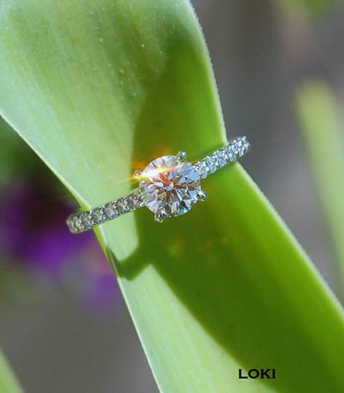 Bezel Set Diamond Halo Engagement Ring